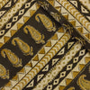 Pure Cotton Dabu Jahota With Dark Brown Mustard Intricate Horizontal Stripes Hand Block Print Fabric