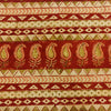 Pure Cotton Dabu Jahota With Maroon Mustard Intricate Horizontal Stripes Hand Block Print Fabric