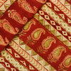 Pure Cotton Dabu Jahota With Maroon Mustard Intricate Horizontal Stripes Hand Block Print Fabric