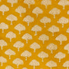 Pure Cotton Dabu Mustard With Off White Tree Hand Block Print Fabric