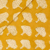 Pure Cotton Dabu Mustard With Off White Tree Hand Block Print Fabric