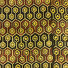 Pure Cotton Greenish Mustard Ajrak With Black And Maroon Honeycomb Hand Block Print Fabric