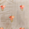 Pure Cotton Grey With Pink Three Colour Plant Screen Print Fabric