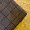 Pure Cotton Handloom Dark Grey With Light Yellow Thread Checks Woven Fabric