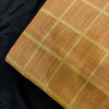 Pure Cotton Handloom Light Brown With Dark Brown Thread Checks Woven Fabric