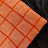Pure Cotton Handloom Orange With White Thread Checks Woven Fabric