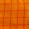 Pure Cotton Handloom Orange With  Yellow Thread Checks Woven Fabric