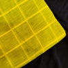 Pure Cotton Handloom Yellow With Green Thread Checks Woven Fabric