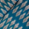 Pure Cotton Ikkat Blue With Grey Cream Weaves Hand Woven Fabric
