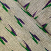 Pure Cotton Ikkat Grey With Green And Purple Arrowhead Weaves Hand Woven Fabric