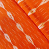 Pure Cotton Ikkat Orange With Cream Stripes Weaves Handwoven Fabric