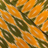 Pure Cotton Ikkat With Mango And Green Honeycomb Weaves Handwoven Fabric