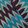 Pure Cotton Ikkat With Navy Blue And Blue Big Zig Zag Weaves Handwoven Fabric