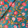 Pure Cotton Jaipuri Blue With Pink Shoe Flower Jaal Hand Block Print Fabric