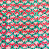 Pure Cotton Jaipuri Greenish Blue With Pink Lotus Flower Stripes Hand Block Print Fabric