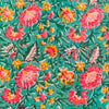Pure Cotton Jaipuri Greenish Blue With Yellow And Pink Jaal Flower Hand Block Print Fabric