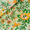 Pure Cotton Jaipuri Pastel green With Peach And Yellow Flower Jaal Hand Block Print Fabric