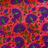 Pure Cotton Jaipuri Peach With Purple And Green Lotus Flower Jaal Hand Block Print Fabric