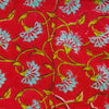 Pure Cotton Jaipuri Red With Blue Flower Jaal Hand Block Print Fabric