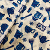 Pure Cotton Jaipuri White With Blue Cutlery Hand Block Print Fabric