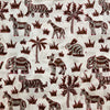 Pure Cotton Jaipuri White With Brown Animals Hand Block Print Fabric