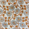 Pure Cotton Jaipuri White With Brown Flower Jaal Handblock Print Fabric
