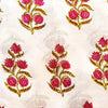 Pure Cotton Jaipuri White With Opium Poppy Mughal Motif Hand Block Print Fabric