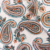 Pure Cotton Jaipuri White With Orange And Sea Blue Kairi Motifs Hand Block Print Blouse  Fabric ( 1 Meter )