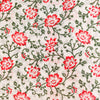 Pure Cotton Jaipuri White With Orange Flower Jaal Hand Block Print Fabric