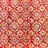 Pure Cotton Jaipuri White With Red Pink And Mustard Tile Hand Block Print Fabric