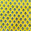 Pure Cotton Jaipuri Yellow With Tiny Blue Flower Plant Hand Block Print Blouse Fabric ( 1 Metre )
