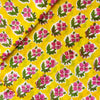 Pure Cotton Jaipuri Yellow With Tiny Pink Flower Plant Motif Hand Block Print Fabric
