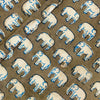 Pure Cotton Kashish With Tiny Blue Outlined Elephant Hand Block Print Fabric