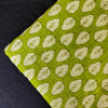 Pure Cotton Light Green Slub With Tiny Leaf Motif Screen Print Fabric