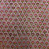 Pure Cotton Light Grey With Tiny Pink And Green Flowers Hand Block Print Fabric
