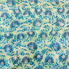 Pure Cotton Light Pastel Sea Green With Blue Flower Jaal Hand Block Print Fabric