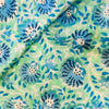 Pure Cotton Light Pastel Sea Green With Blue Flower Jaal Hand Block Print Fabric