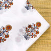 Pure Cotton Mughal Jaipuri With Orange Blossomed Plant Hand Block Print Fabric