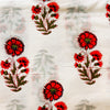 Pure Cotton Mughal White With Orange Big Flower Plant Hand Block Print Fabric
