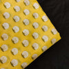 Pure Cotton Pastel  Lemon Yellow With White Flower Plant Motif Screen Print  Blouse Fabric ( 1 Meter )