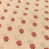 Pure Cotton Pastel Peach Pink Doby With Rose Screen Print Fabric