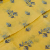 Pure Cotton Pastel Yellow With Grey Plant Embroidered Motifs Fabric