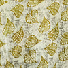 Pure Cotton Screen Print Off White With Mustard Green Leaves Fabric