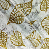 Pure Cotton Screen Print Off White With Mustard Green Leaves Fabric