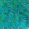 Pure Cotton Teal With Blue Flower Jaal Screen Print Fabric