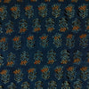 Pure Cotton Vegetable Dyed Ajrak Blue With Tiny Rust Lotus Ajrak Motif hand Block Print fabric
