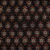 Pure Cotton Vegetable Dyed Ajrak Dark Brown  With Rust And Light Blue Ajrak One Flower Motif Hand Block Print Fabric