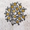 Pure Cotton White Chicken Cutwork Fabric With Attached Lining And Embroidered Gold And Grey Flower Motifs