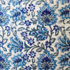 Pure Cotton White Jaipuri With Blue Flower Jaal Hand Block Print Fabric