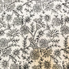 Pure Cotton White With Black Flower Jaal Hand Bock Print Fabric